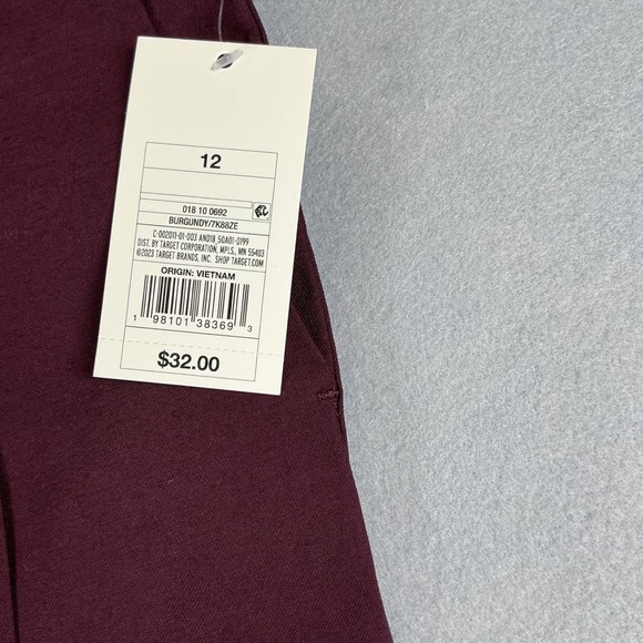 A New Day Burgundy Dress Pants Womens 12 High Rise Pleated Work Office Core - Picture 10 of 15
